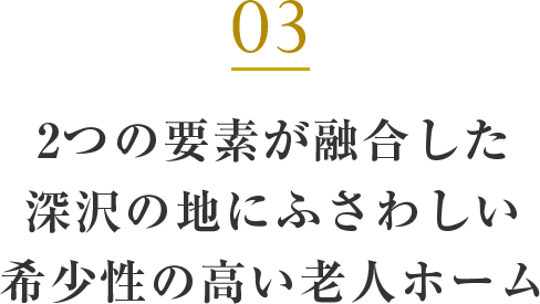 2つの要素が融合した深沢の地にふさわしい希少性の高い老人ホーム